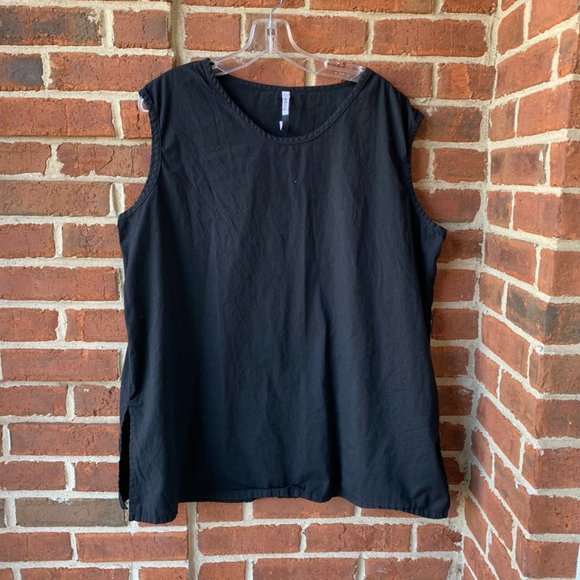Blanque Women's Shirt Top Black Sleeveless Tank Blouse Side Slits Sz 2 - Picture 1 of 4